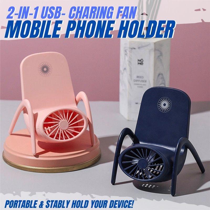 2-in-1 USB Fan Charging Phone Holder