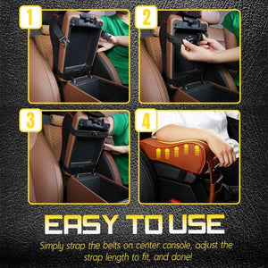 Car Armrest Cushion with Phone Holder Storage Bag